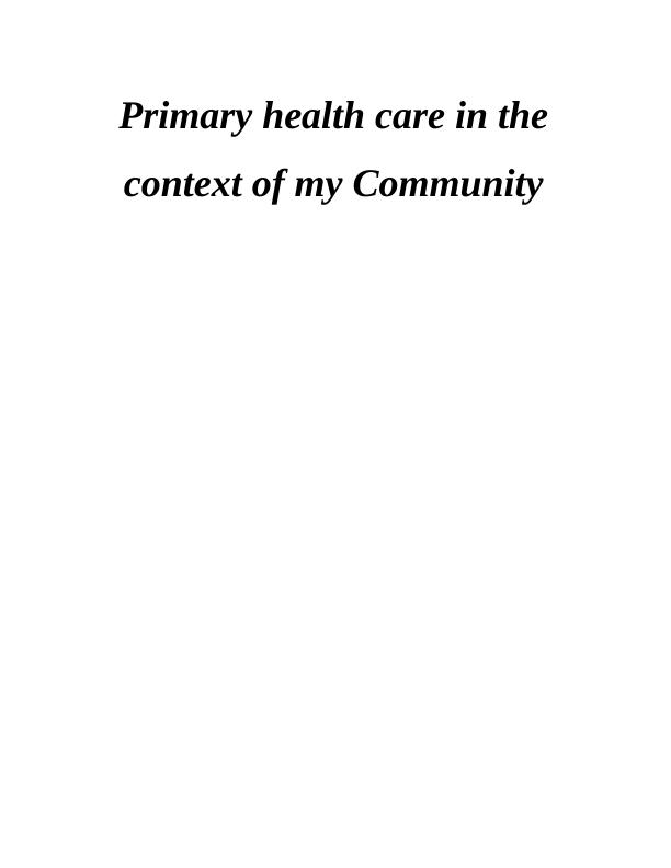 Report on Primary Health Care of Albury Wodonga_1
