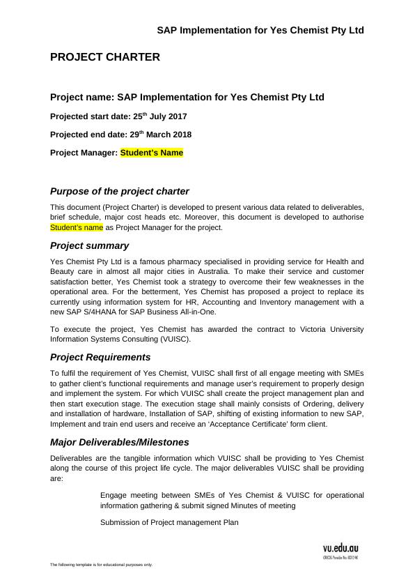 BCO6656 - SAP Implementation for Yes Chemist Pty Ltd_1