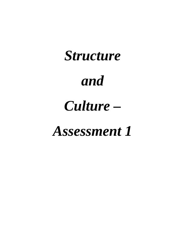 Structure and Culture - Assessment 1_1