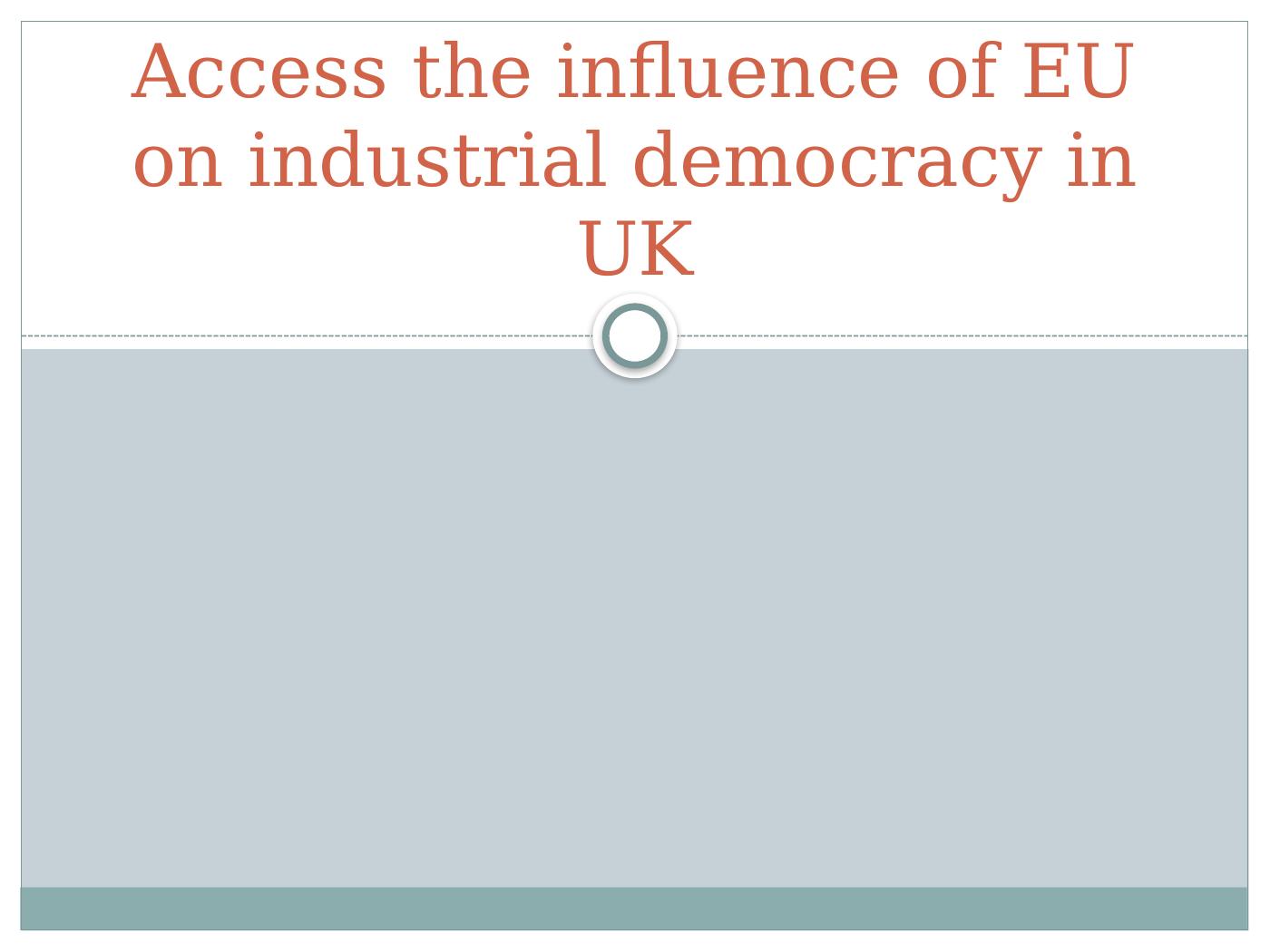 Influence of EU on Industrial Democracy in UK Desklib