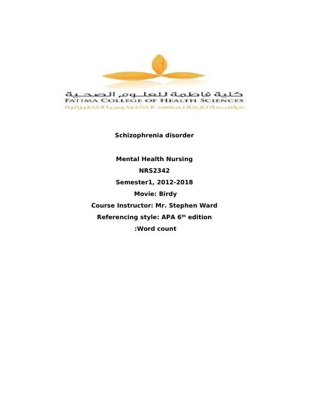 NRS2342 Mental Health Nursing_1