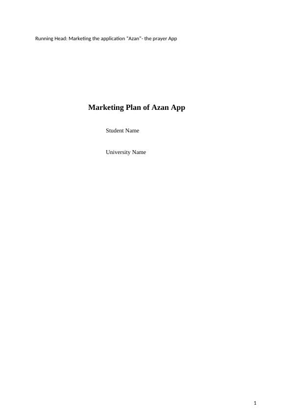 Marketing Plan of Azan App_1