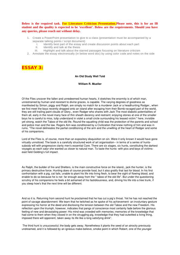 Essay on "An Old Study Well Told"_1