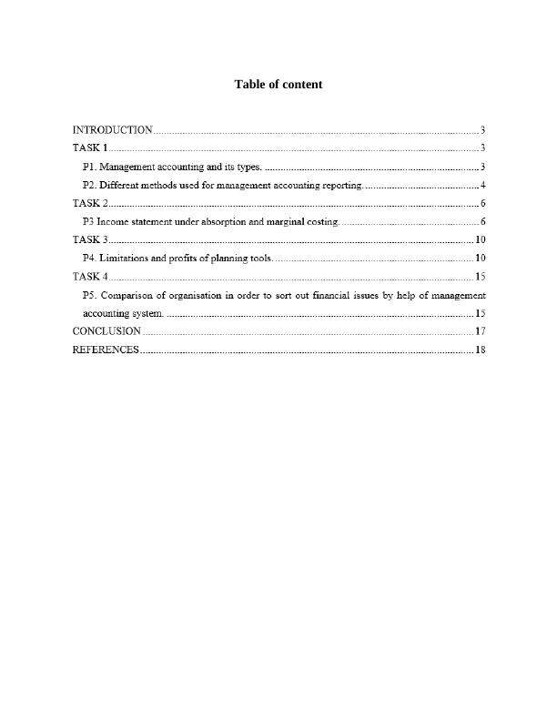 Aspect of Management Accounting