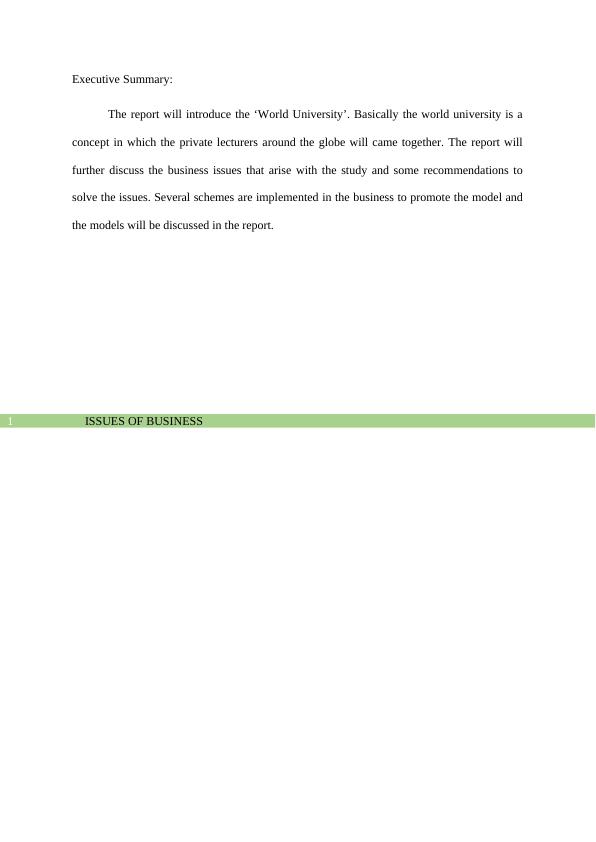 Issues of Business Assignment_2