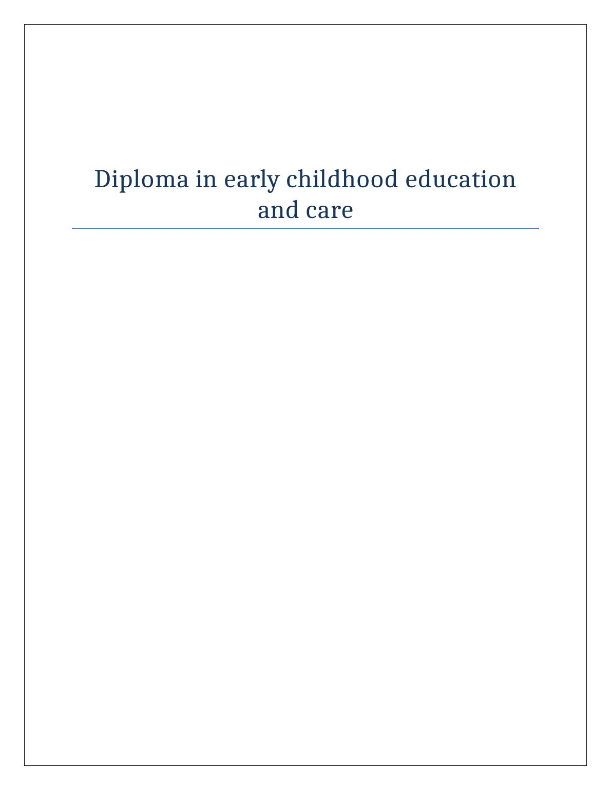 Diploma in Early Childhood Education and Care Research Paper 2022_1