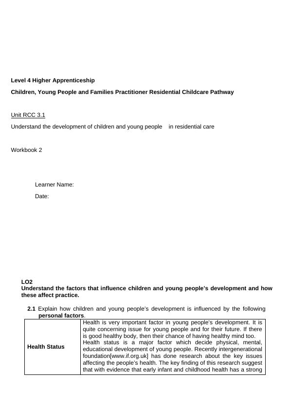 Factors Influencing Children and Young People's Development in Residential Care_1