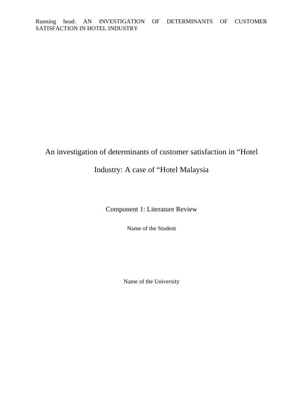 An Investigation of Determinants of Customer Satisfaction in Hotel Industry_1