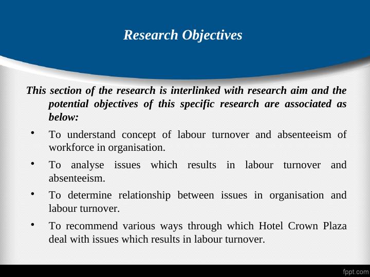 Major Issues of Labour Turnover and Absenteeism in Hotel Crown Plaza_4