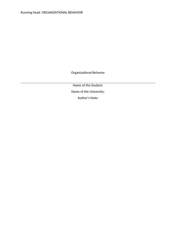 Organizational Behavior  -  Sample  Assignment  PDF_1