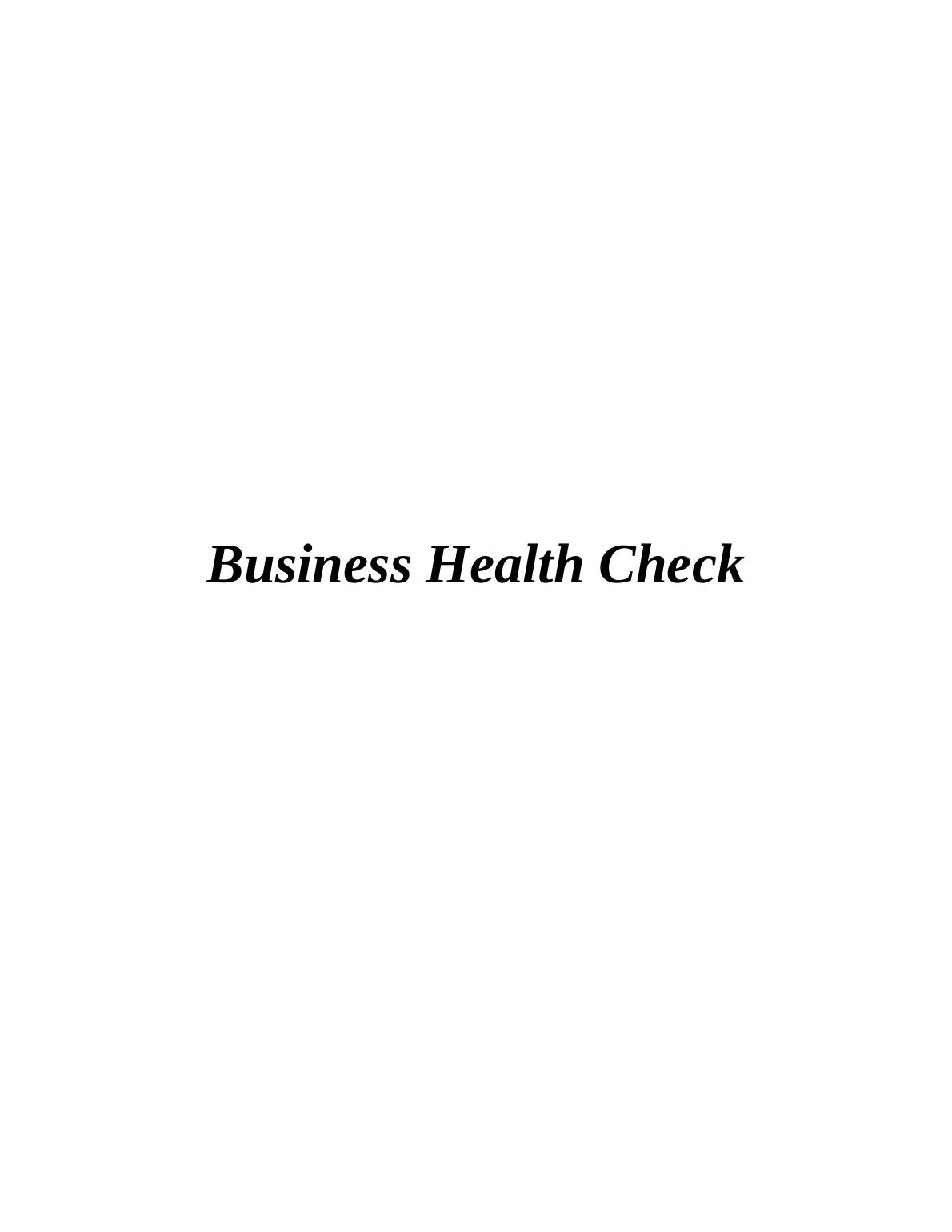 (Solution) Business Health Check Assignment_1
