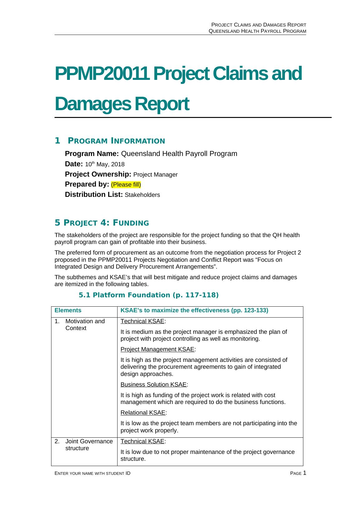 PPMP20011: Project Claims and Damages Report_1