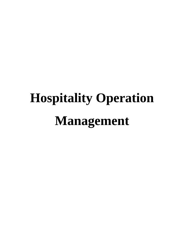 Hospitality Operation Management in Marriott International_1