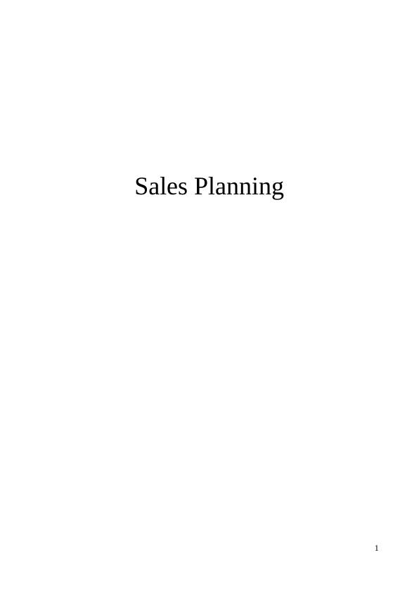 Assignment on Sales Plan and Operations_1