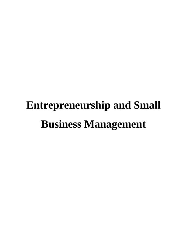 Report on Entrepreneurship & Small Business Management Strategies_1