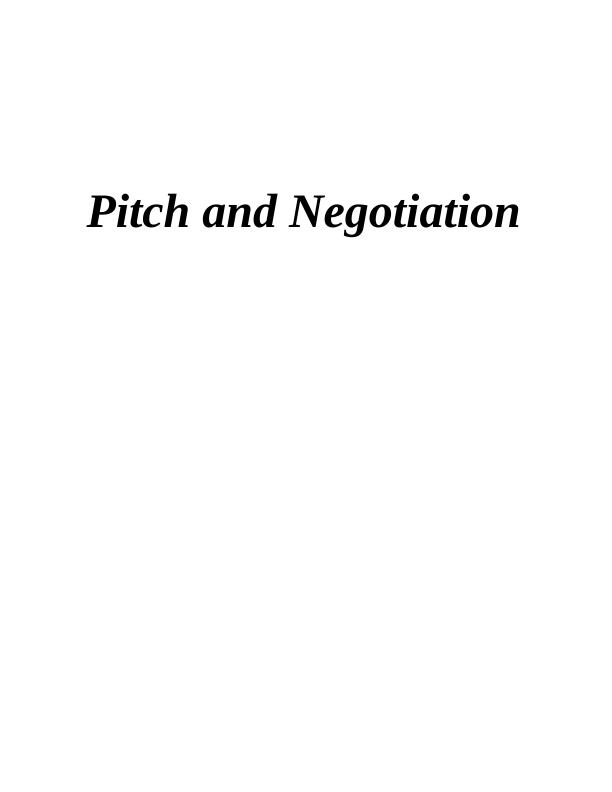 Pitching and Negotiation Skills: Assignment_1