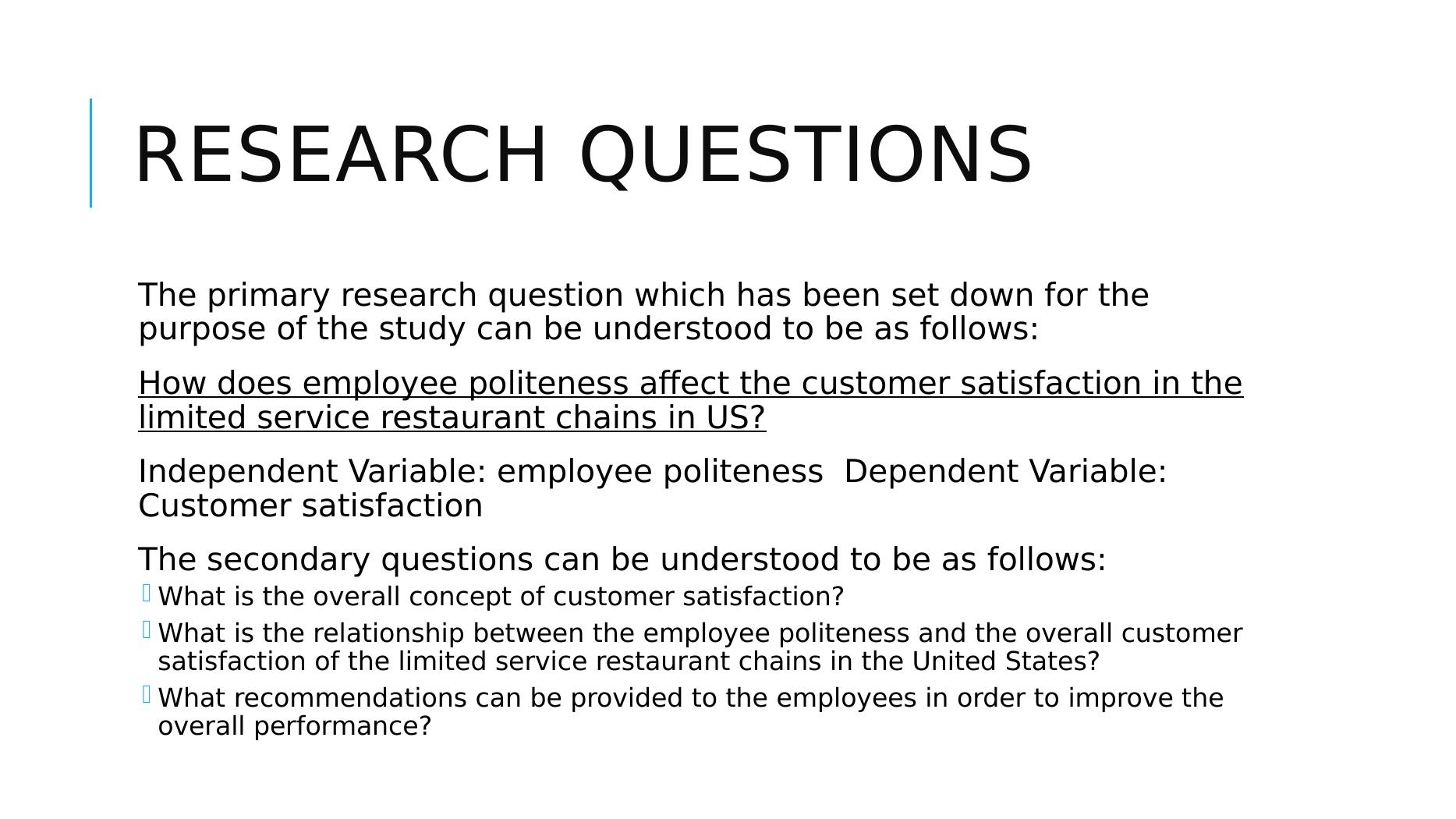 Assignment | Politeness affect the customer satisfaction in the limited service restaurant chains in   US_2