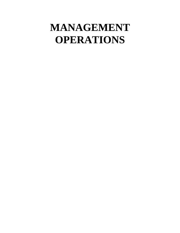Introduction to Operations Management: Assignment_1