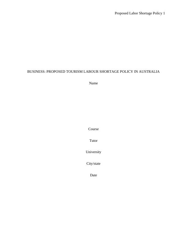 Labor Shortage Policy Business Report_1