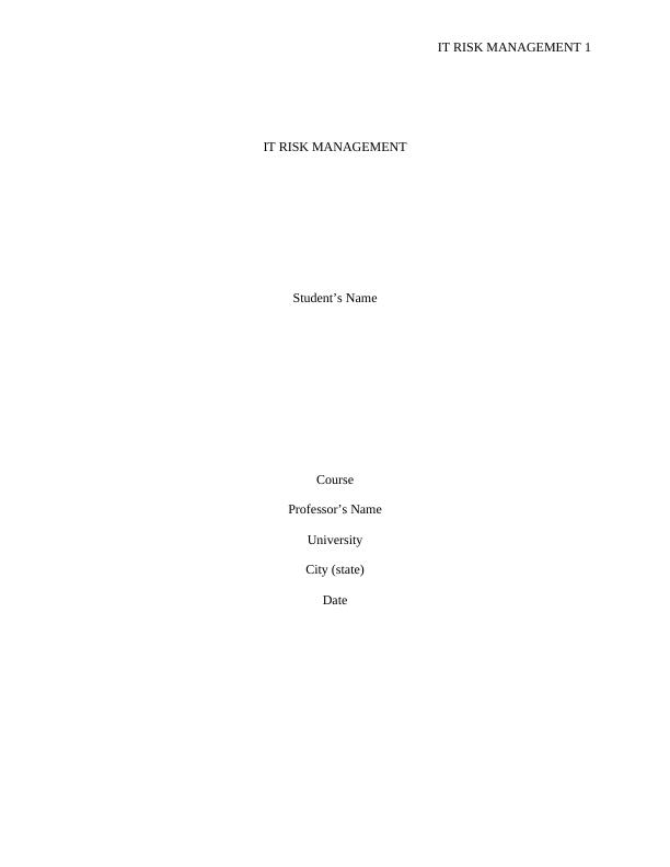 IT Risk Management Assignment (Solution)_1