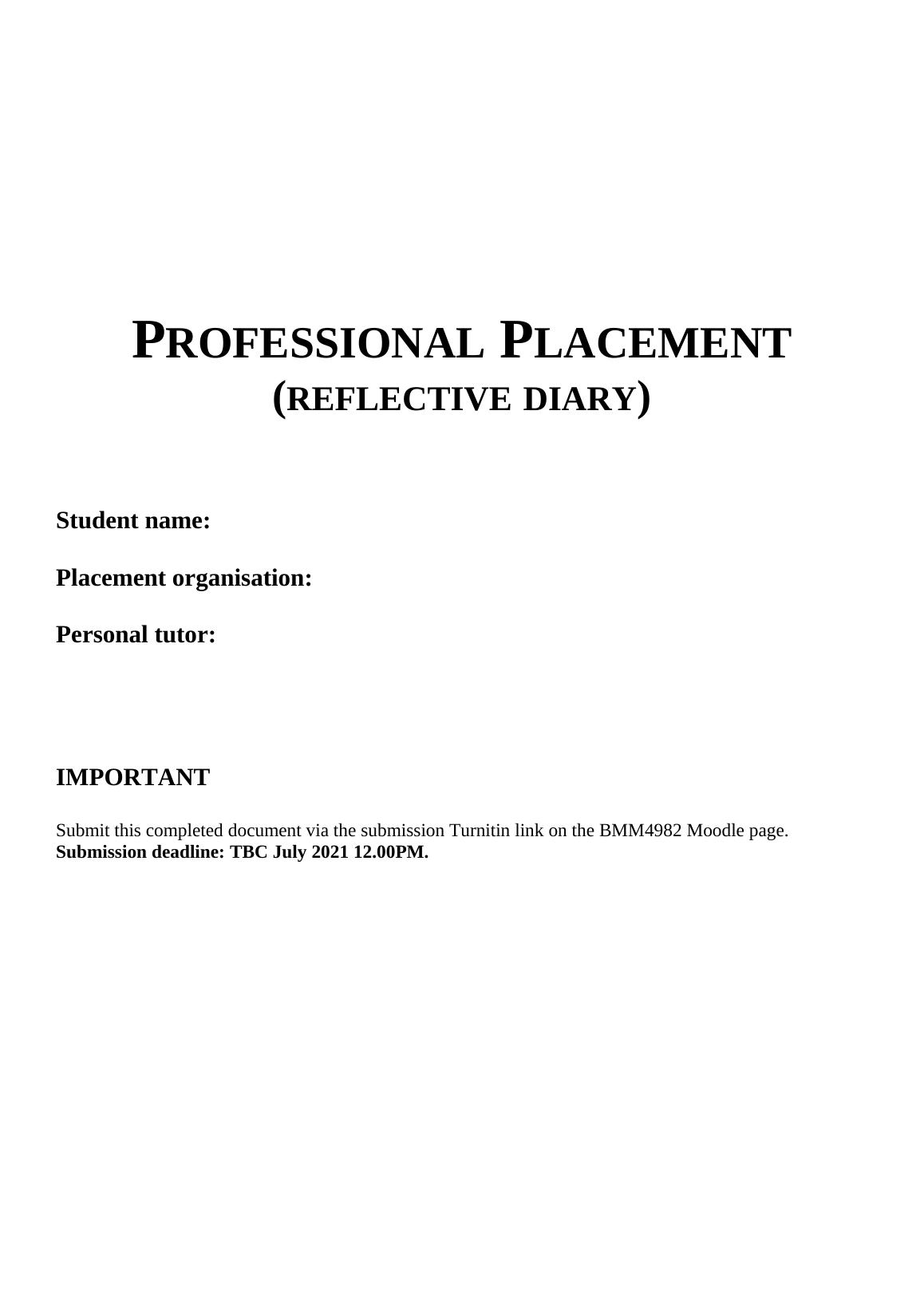 Professional Placement Reflective Diary_1