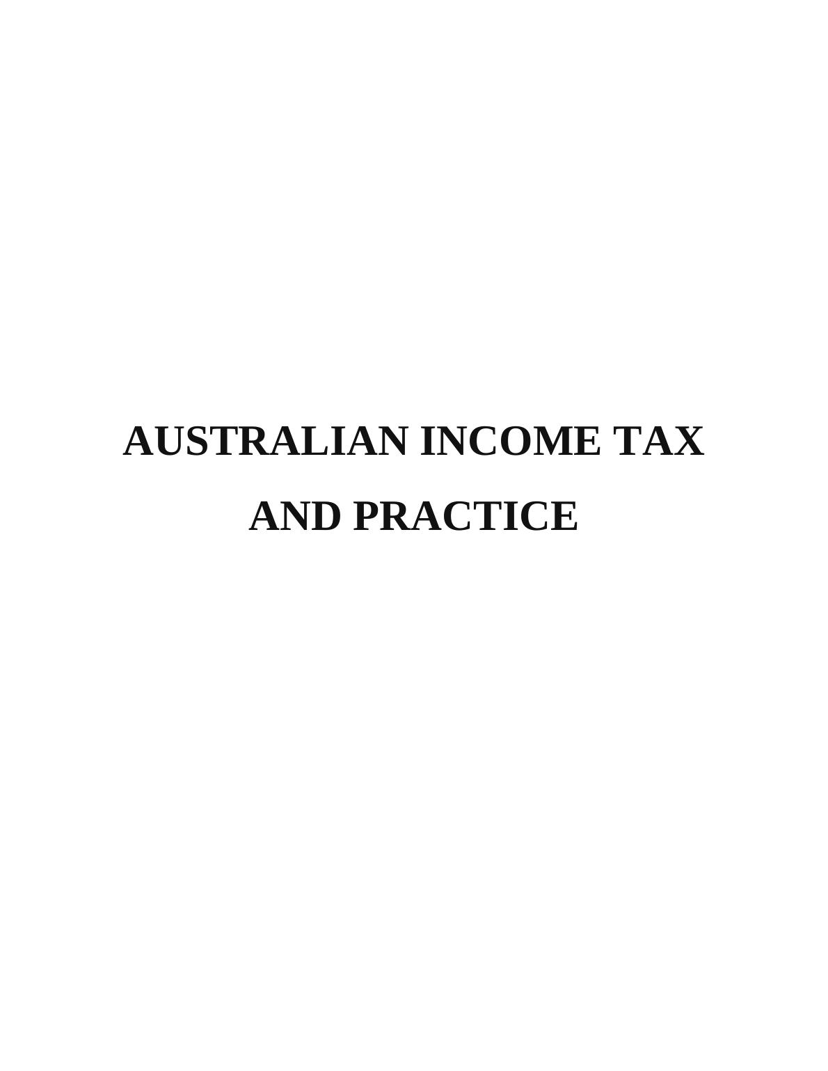 Australian Income Tax And Practice