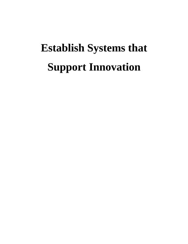 Establish Systems that Support Innovation