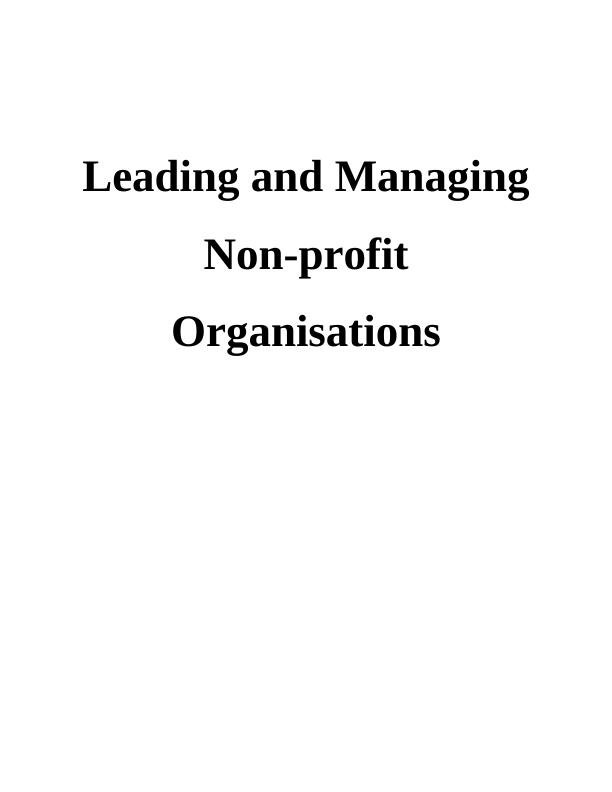 Leading and Managing Non-profit Organisations Assignment_1