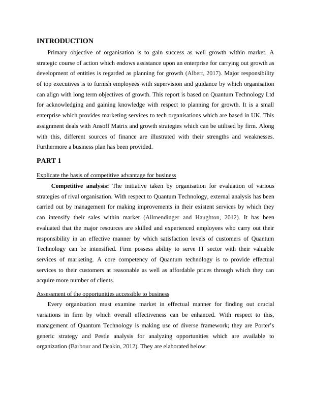 Planning for Growth - Quantum Technology Ltd Assignment_3