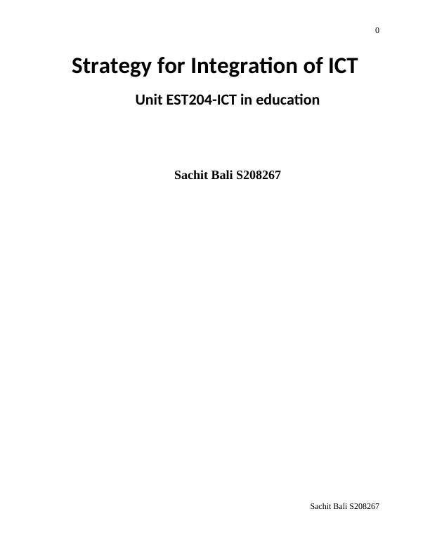Portfolio and Plans for Integration of ICT_1
