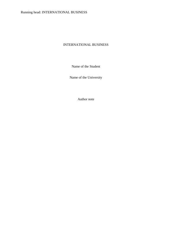 International Business Assignment : EODB_1