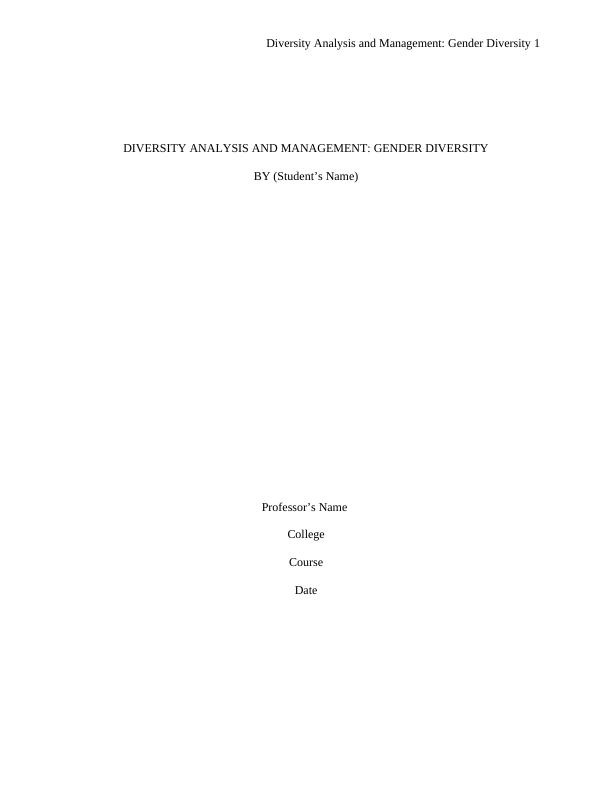 Assignment on Diversity Analysis and Management_1