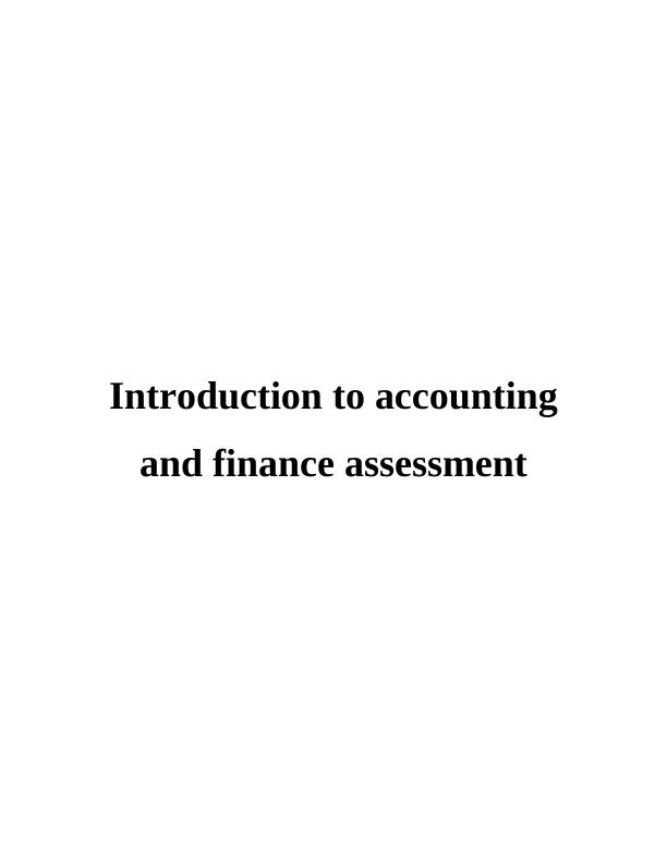 Introduction to Accounting and Finance Assessment_1