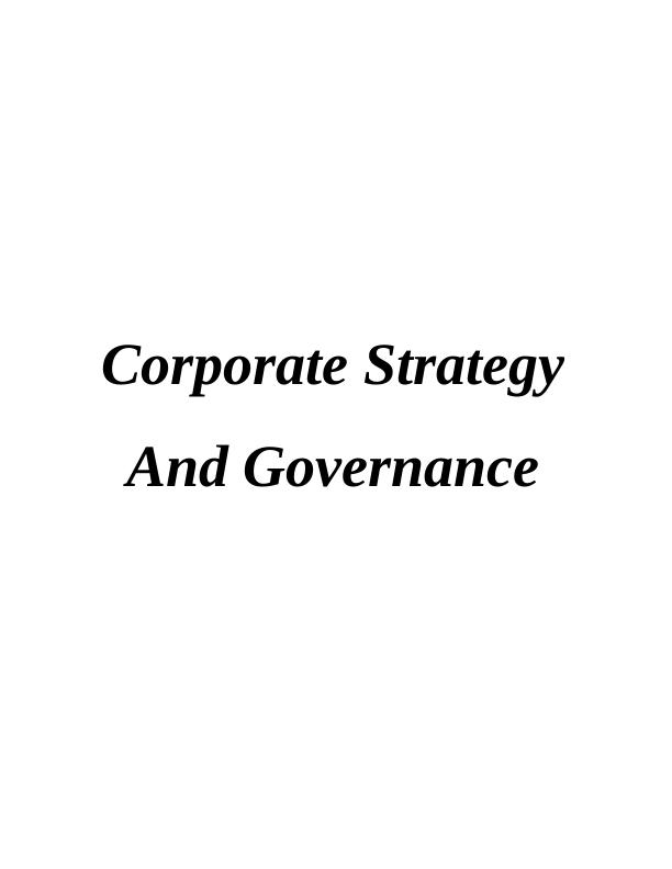 Corporate Strategy And Governance - Waitrose Ltd Assignment_1