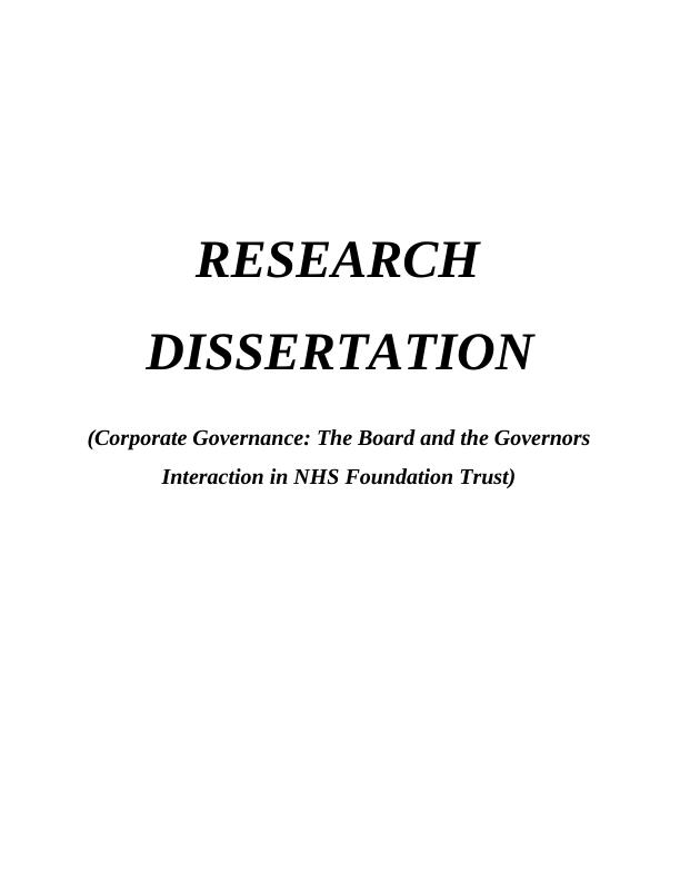 Report on Research Dissertation - NHS Foundation Trust_1