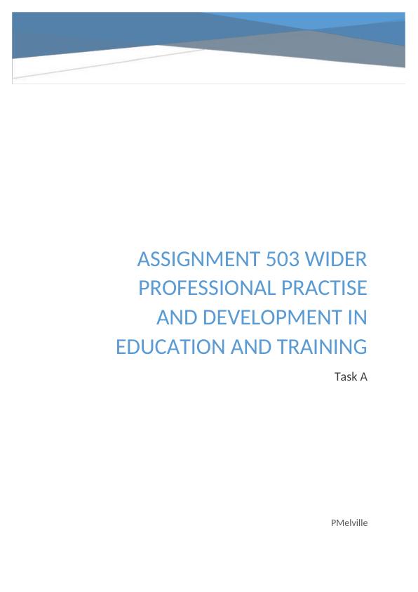 Assignment on Wider professional practise and development in education and training_1