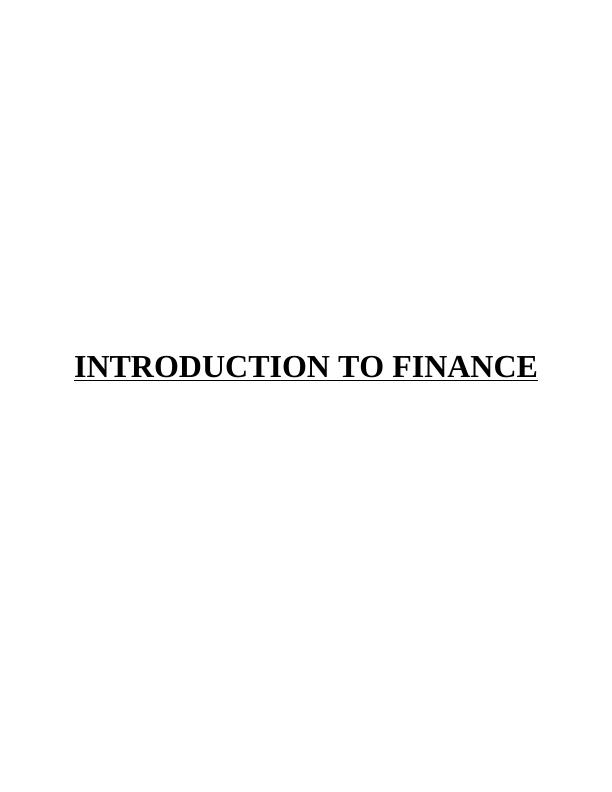 Report on Introduction to Finance_1