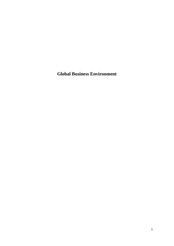 The Global Business Environment - Assignment_1