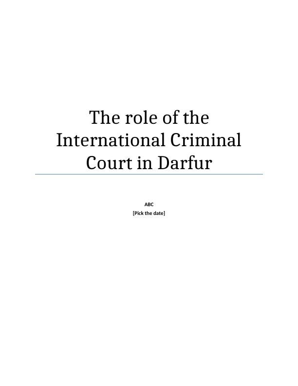 Role of the International Criminal Court Assignment_1