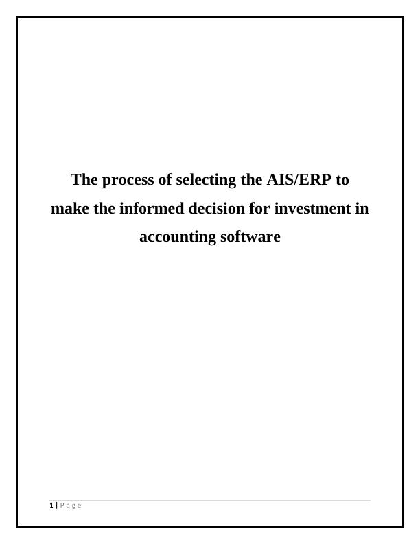 The process of selecting the AIS/ERP_1