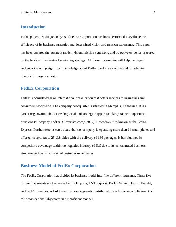 Strategic Management of FedEx Corporation_3