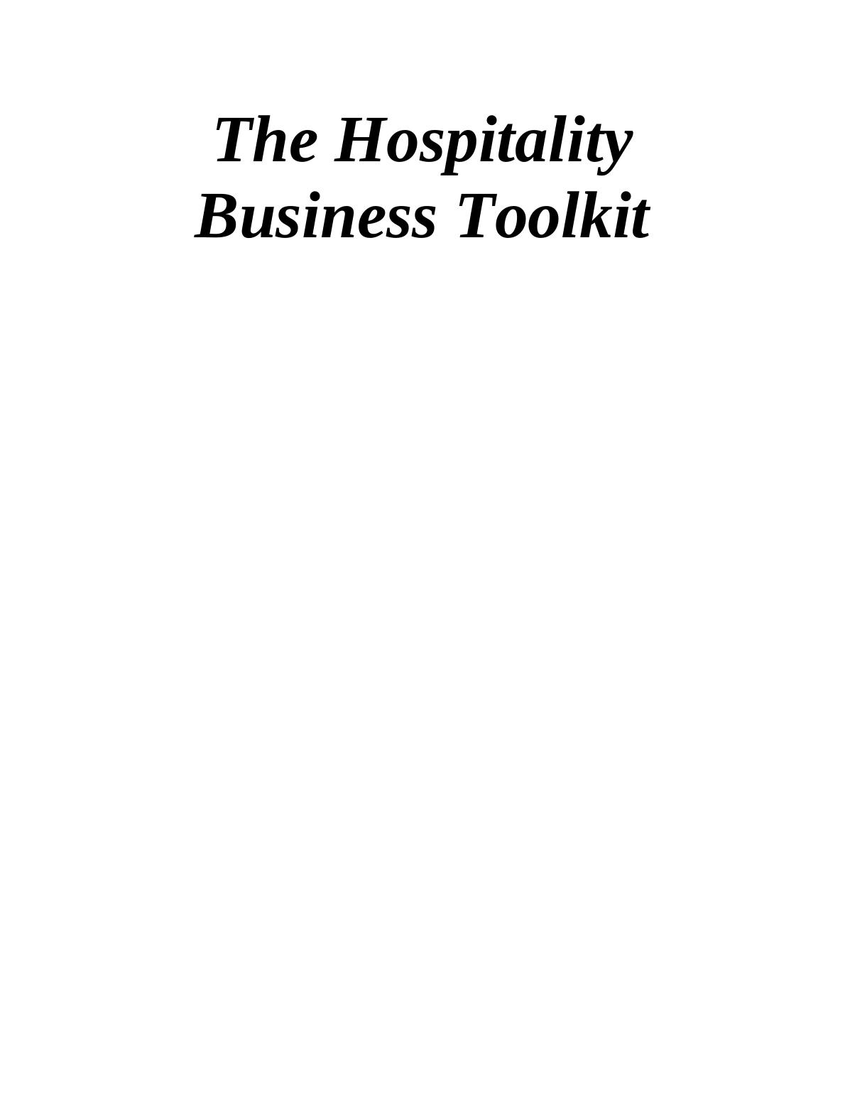 hospitality business toolkit assignment