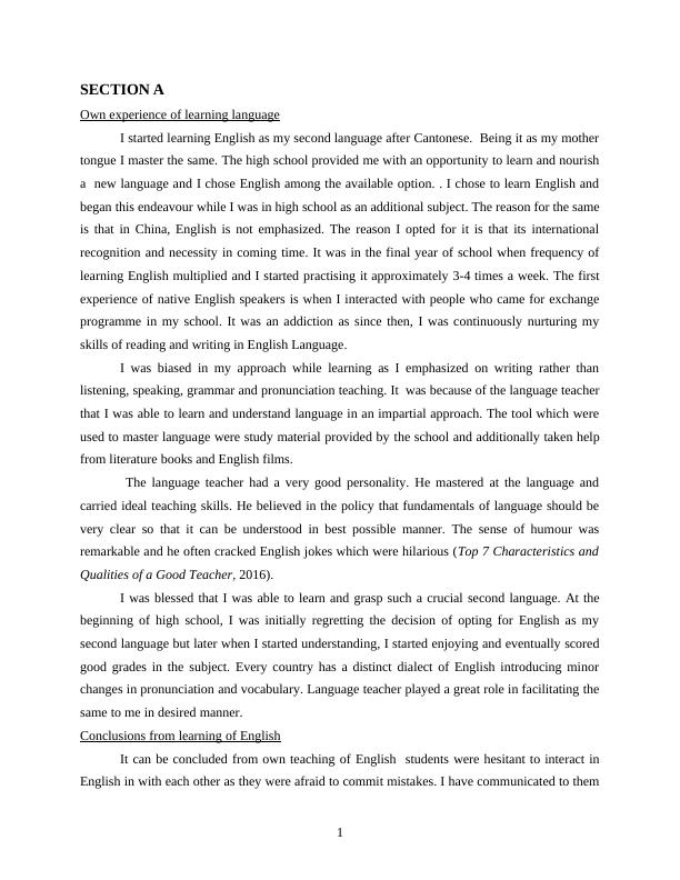 Experience of Learning English Language - Report_3