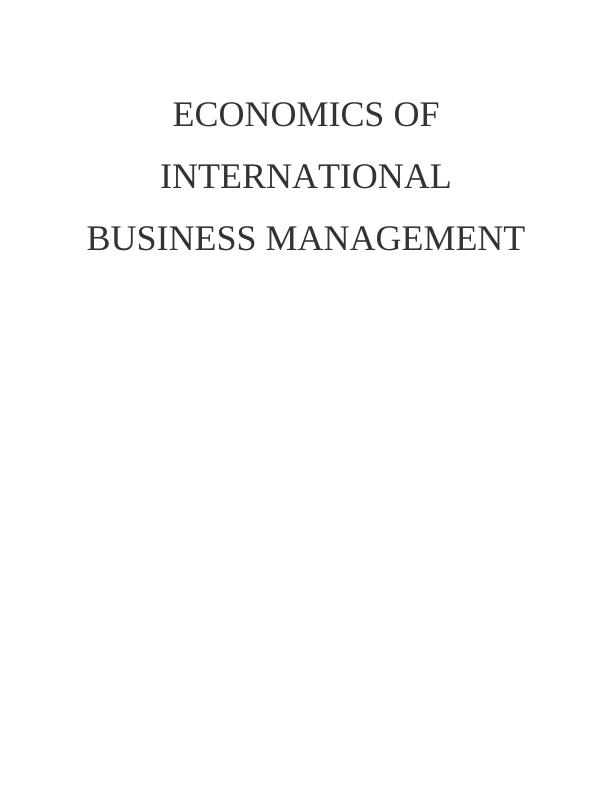 Economics of International Business Management : Assignment_1