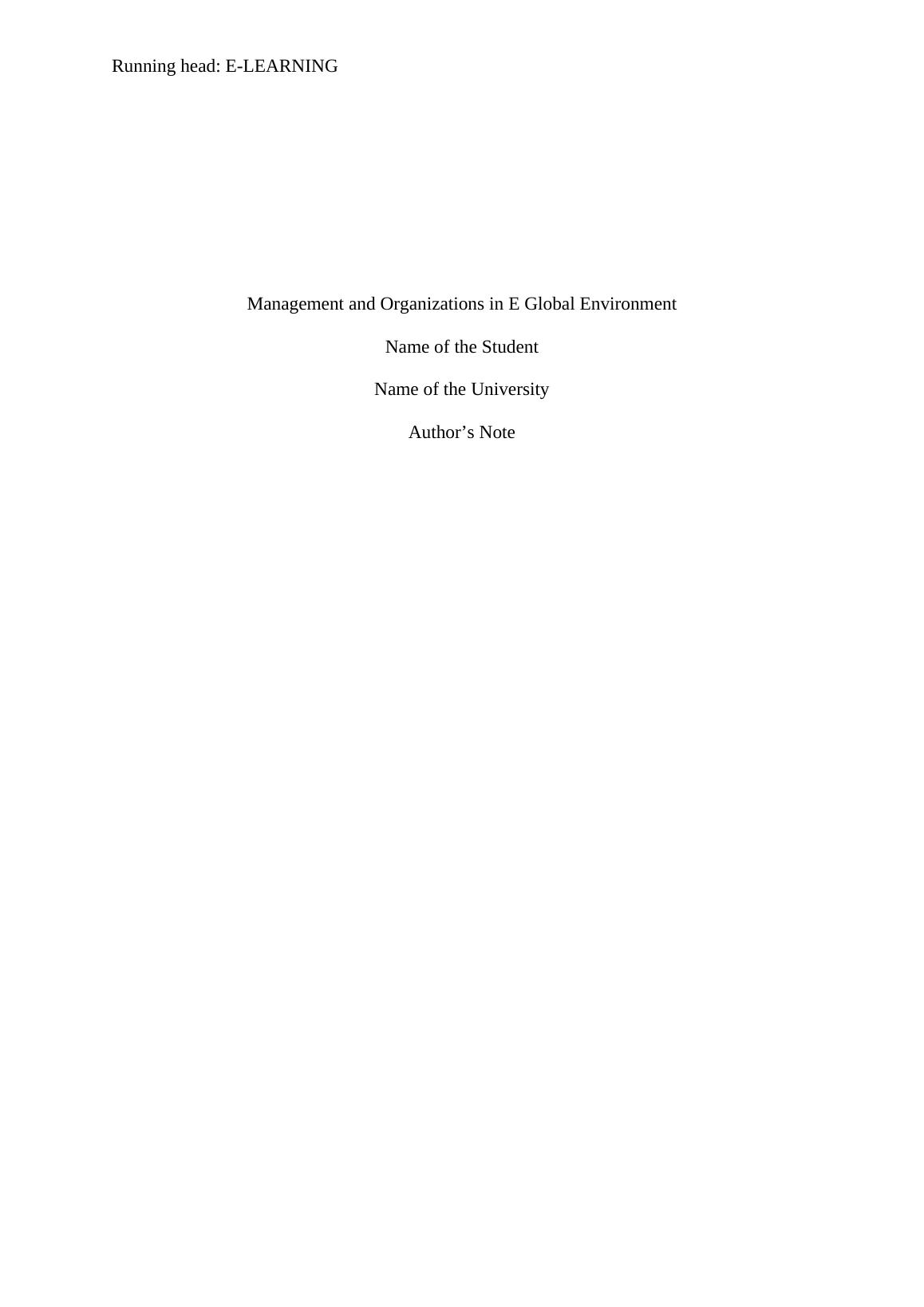 HI6005 - Management and Organisations in a Global Environment | Holmes Institute Report_1