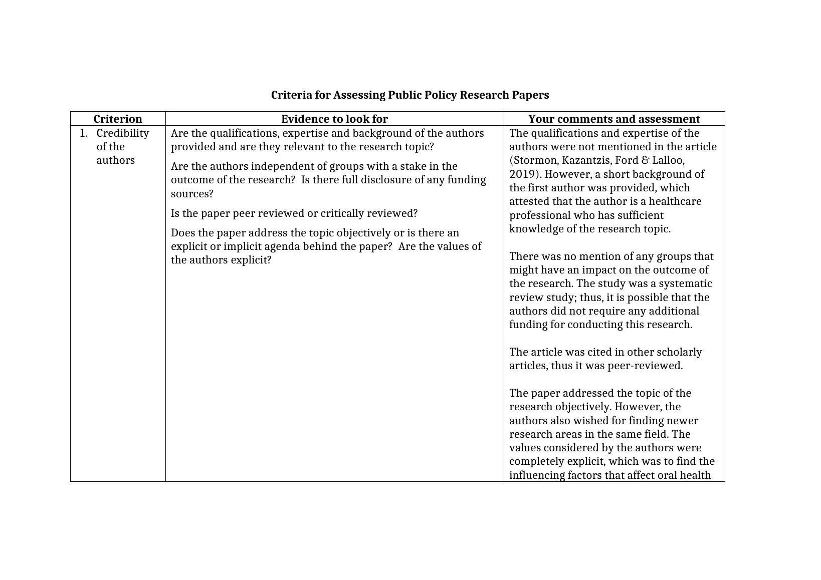 Criteria for Assessing Public Policy Research_1