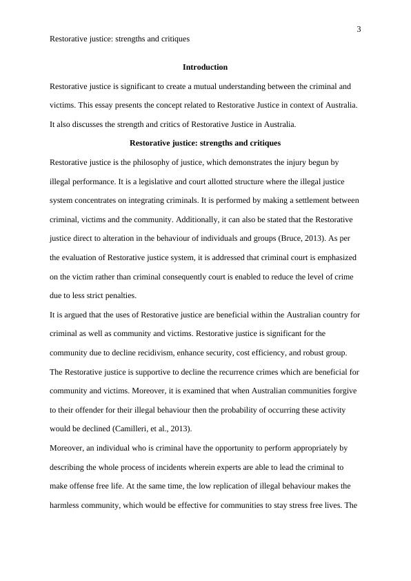 Essay on the Application of Restorative Justice in the Australia_3