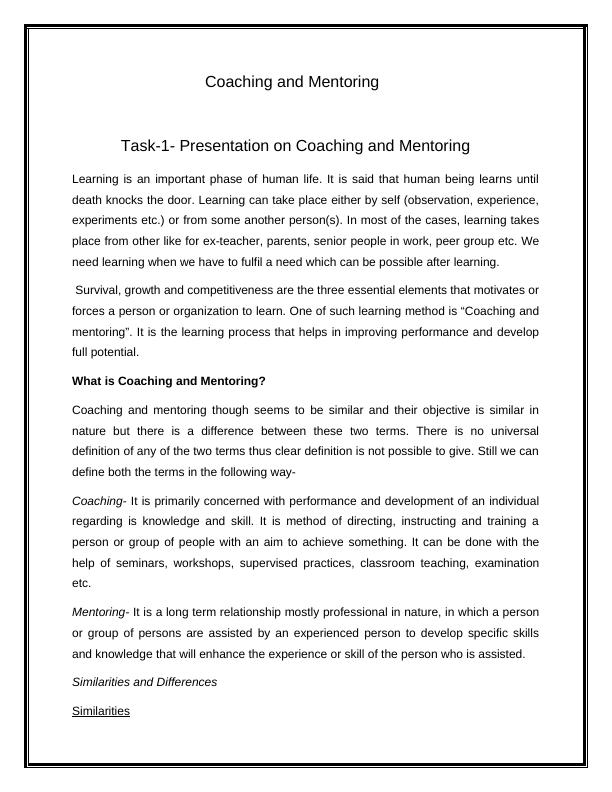 ilm level 3 coaching and mentoring assignment answers