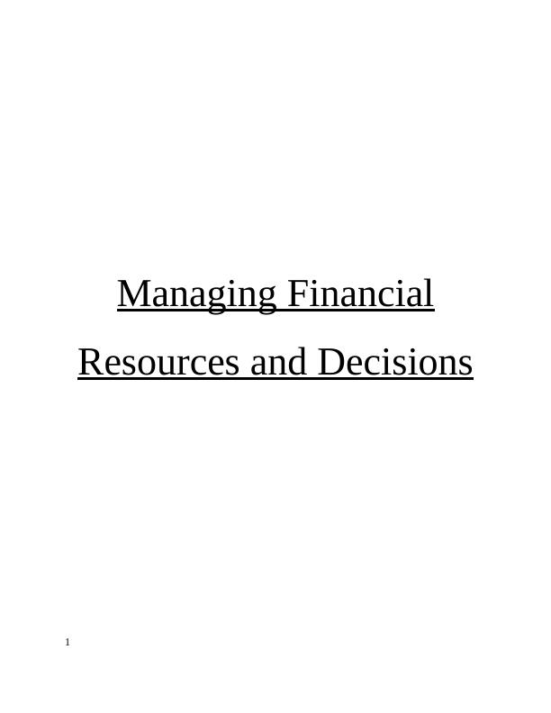 Managing Financial Resources and Decisions | Study_1