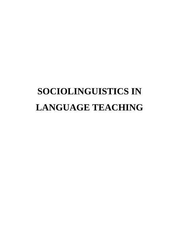 SOCIOLINGUISTICS IN LANGUAGE TEACHING_1